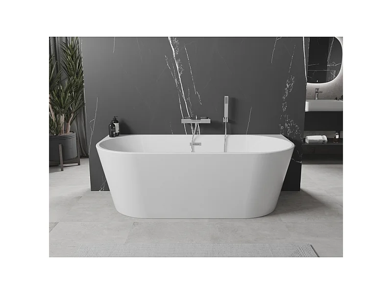Mexen Oval stoječa kad ob steni 140 x 75 cm, bela, krom preliv - 52671407500-01