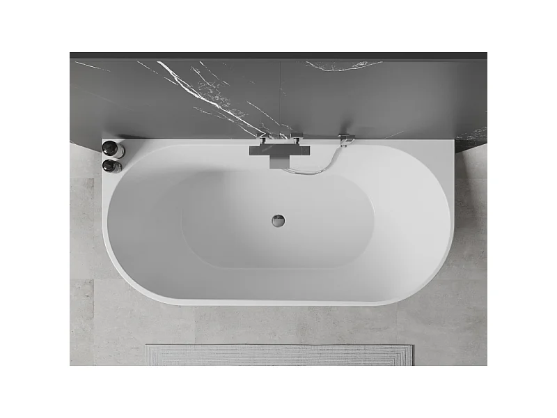 Mexen Oval stoječa kad ob steni 140 x 75 cm, bela, krom preliv - 52671407500-01
