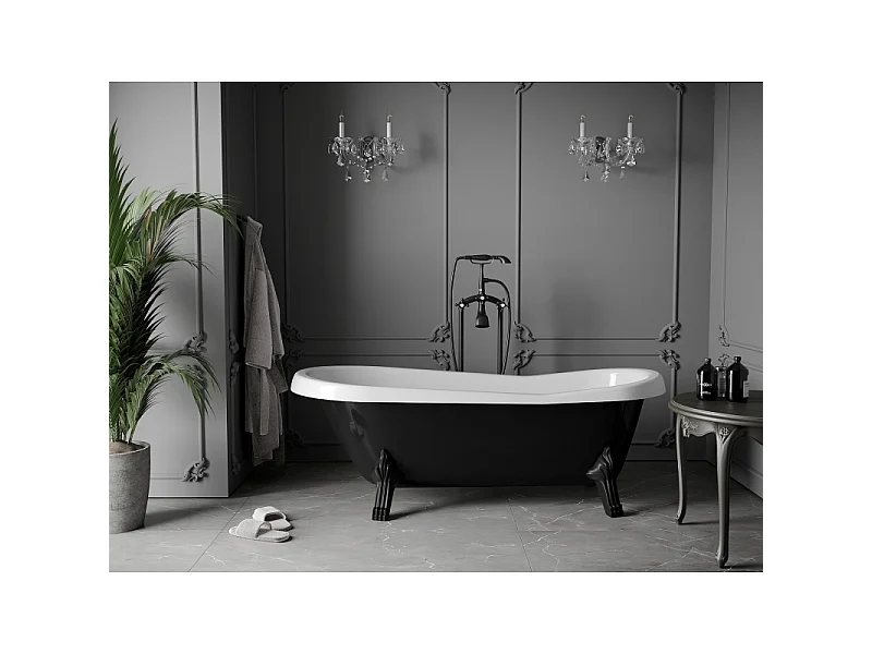 Mexen Retro free-standing bathtub 170 x 75 cm, white/black, black legs - 53251707575-70