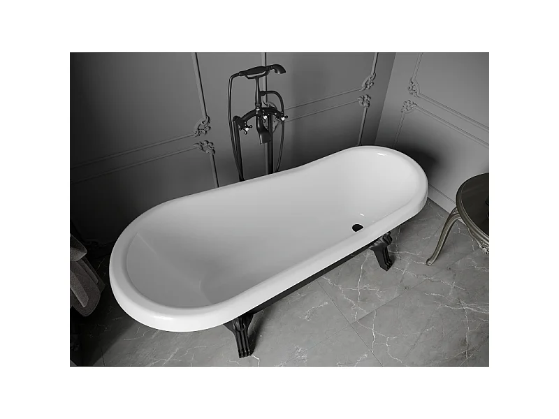 Mexen Retro free-standing bathtub 170 x 75 cm, white/black, black legs - 53251707575-70