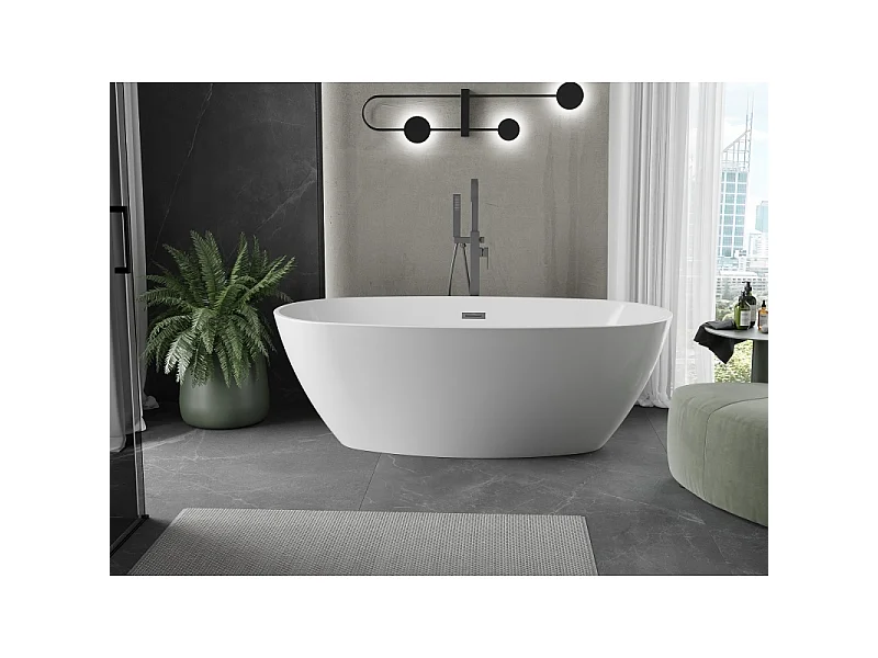 Mexen Eris freestanding bathtub 180 x 95 cm, white, overflow gun metal - 53441809500-95