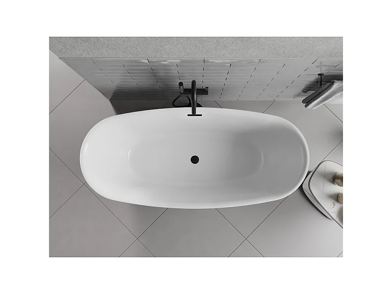 Mexen Luvo Slim baignoire autoportante 170 x 75 cm, blanche, trop-plein noir - 52801707500-70
