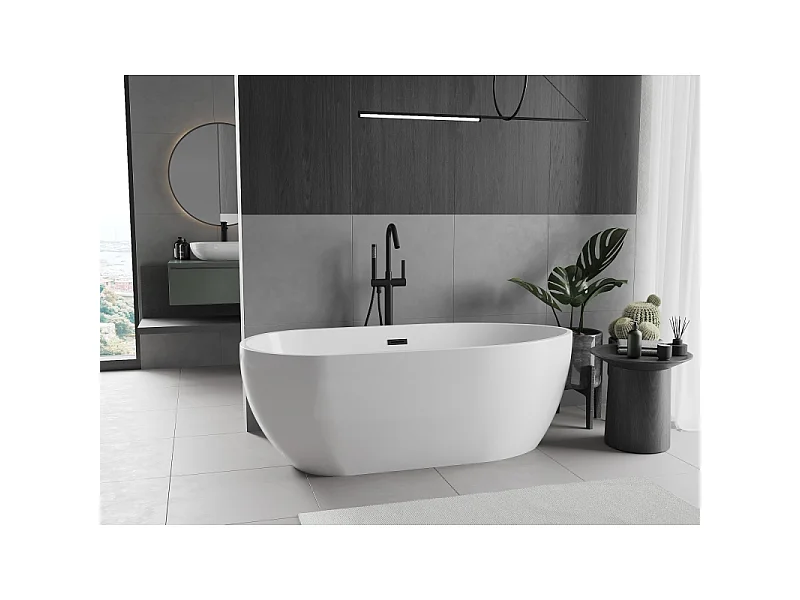 Mexen Eos Freestanding Bath 170 x 75 cm, White, Black Overflow - 52471707500-70