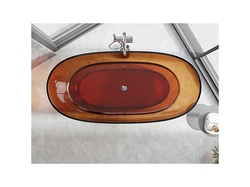 Mexen Pure aarde vrijstaande transparante badkuip 170 x 80 cm, chromen stop - 58071708005