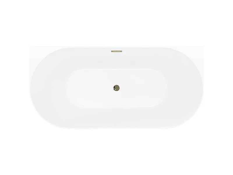 Mexen Oval Slim freestanding wall bathtub 170 x 80 cm, white/black, gold overflow - 52661708075-50