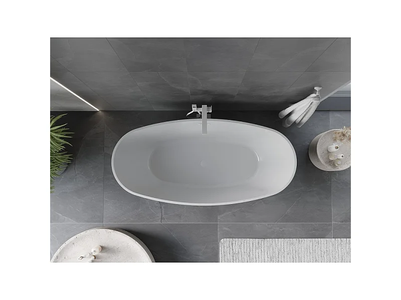 Mexen Olea vrijstaande badkuip patroon 170 x 80 cm, wit/zwart, witte overloop - 52821708075-20
