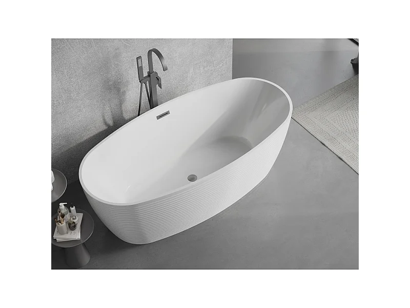 Mexen Lira freestanding bathtub model 170 x 80 cm, white, overflow gun gray brushed - 52831708000-66