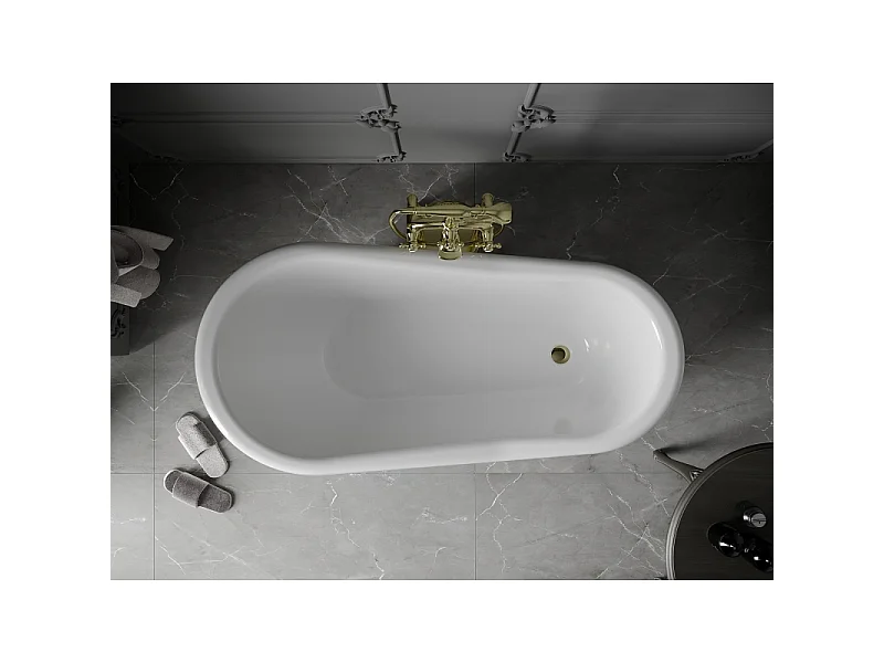 Mexen Retro free-standing bath 150 x 73 cm, white, gold legs - 53251507300-50