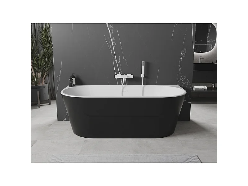 Mexen Oval baignoire autoportante adossée 170 x 80 cm, blanc/noir, trop-plein blanc - 52671708075-20