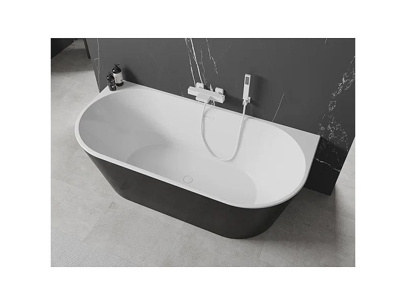 Mexen Oval baignoire autoportante adossée 170 x 80 cm, blanc/noir, trop-plein blanc - 52671708075-20