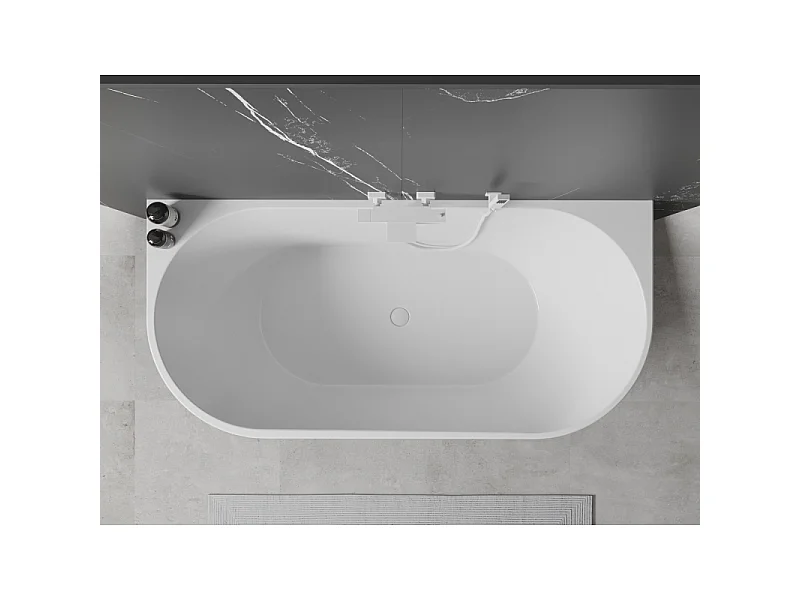 Mexen Oval baignoire autoportante adossée 170 x 80 cm, blanc/noir, trop-plein blanc - 52671708075-20