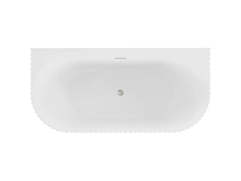 Mexen Sella baignoire autoportante adossée rainurée 170 x 80 cm, blanc brillant, trop-plein en nickel brossé - 52711708000-97