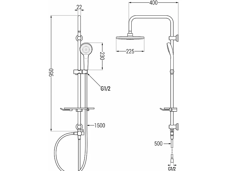 Mexen T05 colonne de douche, noire - 798050593-70
