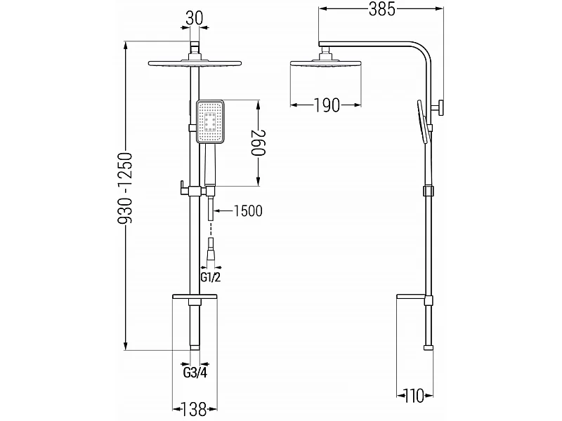 Mexen Q54 colonna doccia, bianca/cromo - 798545495-21