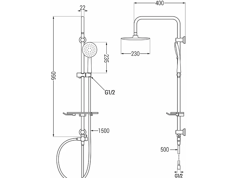 Mexen T67 brusekolonne, krom/hvid - 798676793-00