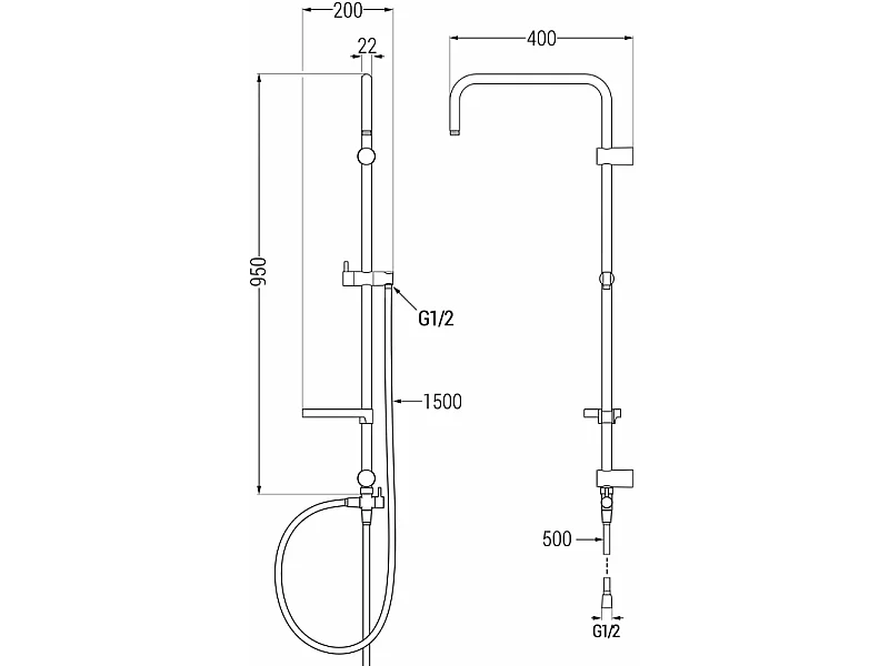 Mexen T colonne de douche, chrome - 7939399-00