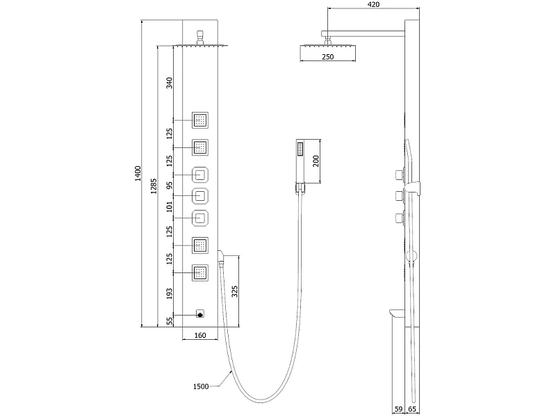 Mexen Orco panneau de douche, chrome - 7607-03-00