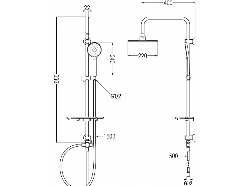 Mexen T40 colonna doccia, cromo - 798404093-00