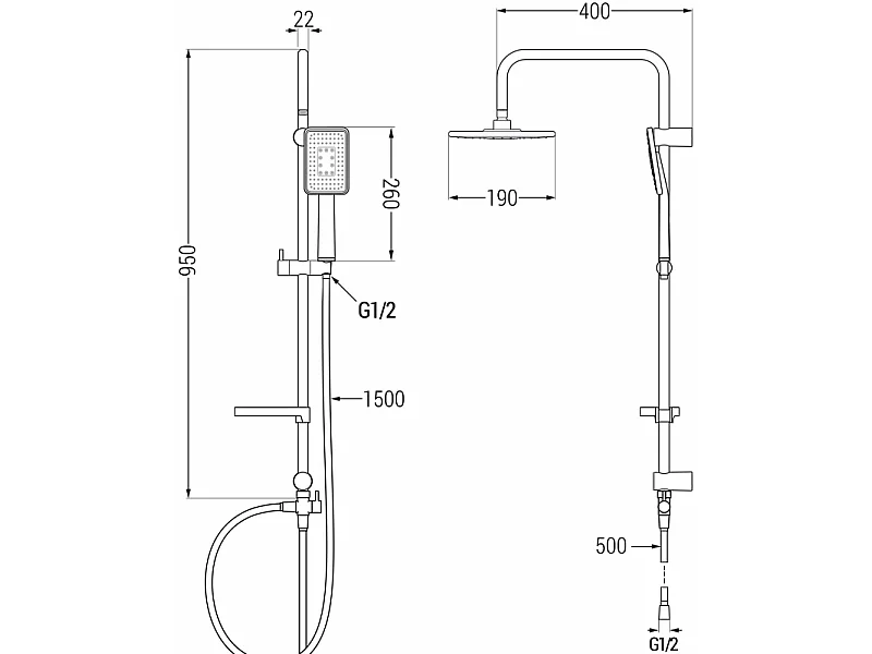Mexen X54 bruser søjle, sort/krom - 798545491-71