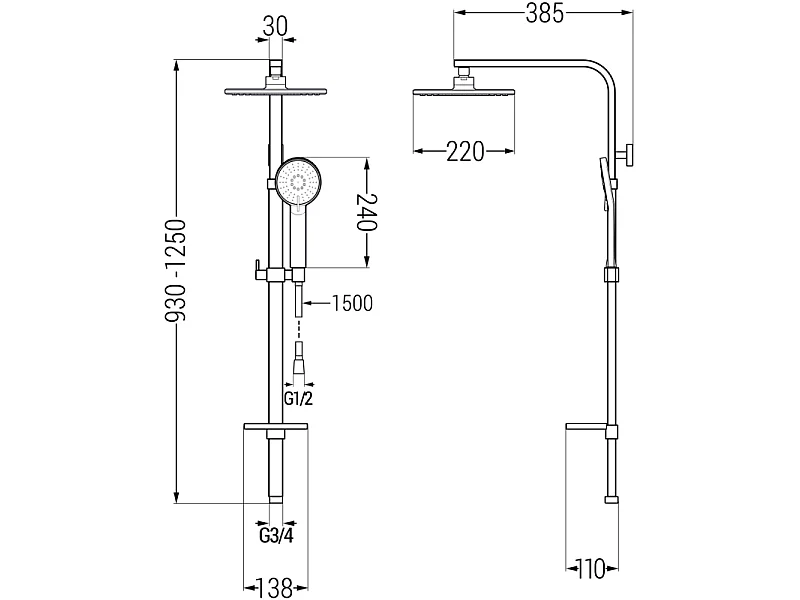 Mexen Q40 colonne de douche, chrome - 798404095-00