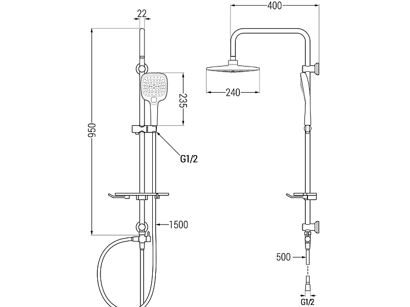 Mexen T17 bruserkolonne, krom - 798171793-00