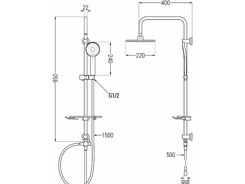 Mexen T40 colonne de douche, blanche - 798404093-20