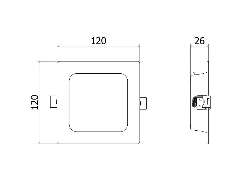 Mexen LDRR panel sufitowy downlight LED wpuszczany 12 x 12 cm, 6W, Neutralna - 4000K, 390 lm, czarny - L211-012-0640-70