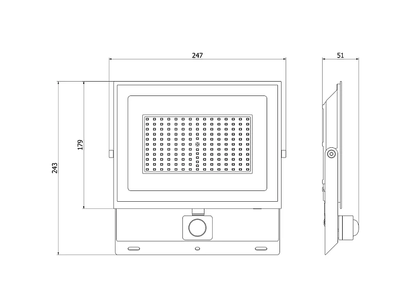 Mexen Luxpro+ naświetlacz LED z czujnikiem ruchu, 100W, Zimna - 6500K, 11000 lm, czarny - L236-070-65-70