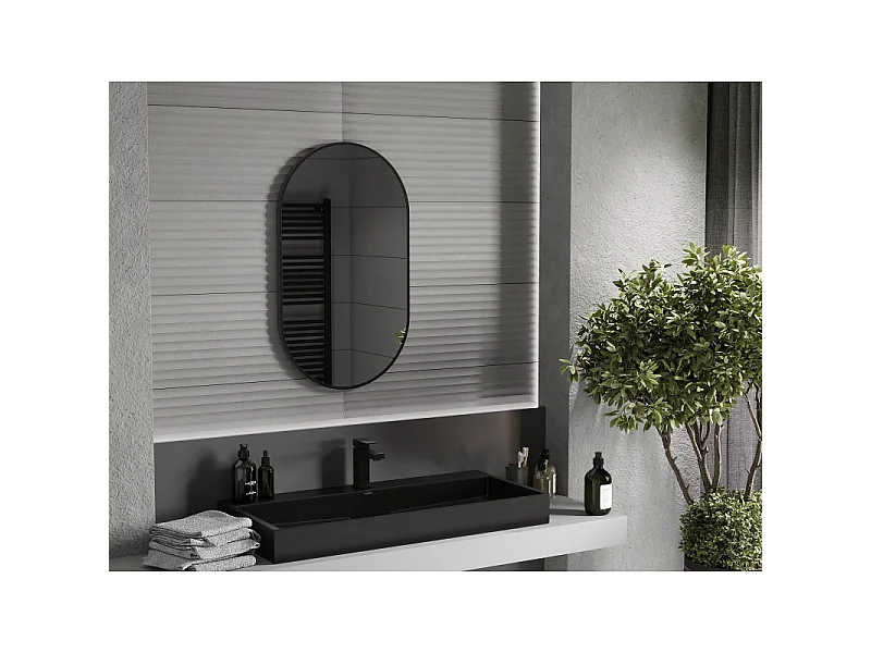 Mexen Loft Badezimmerspiegel oval 85 x 50 cm, schwarzer Rahmen - 9851-085-050-000-70