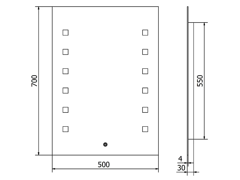 Mexen Ner miroir de salle de bains rétroéclairé 50 x 70 cm, LED 6000K, anti-buée - 9809-050-070-611-00