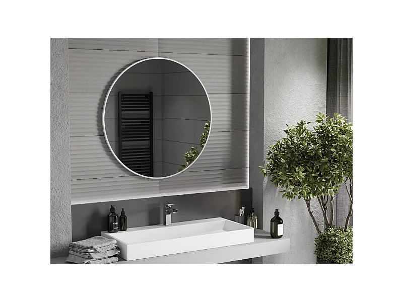 Mexen Loft ronde badkamerspiegel 90 cm, witte rand - 9850-090-090-000-20