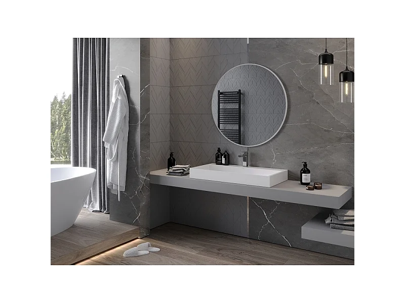 Mexen Loft ronde badkamerspiegel 90 cm, witte rand - 9850-090-090-000-20