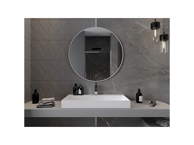 Mexen Loft ronde badkamerspiegel 90 cm, witte rand - 9850-090-090-000-20
