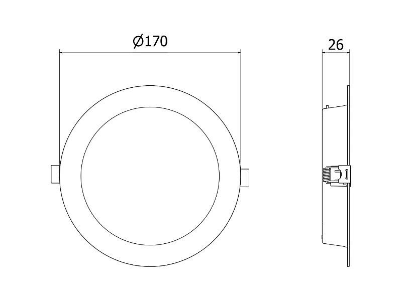 Mexen LDRR panel sufitowy downlight LED wpuszczany fi 17 cm, 12W, Neutralna - 4000K, 900 lm, czarny - L210-017-1240-70