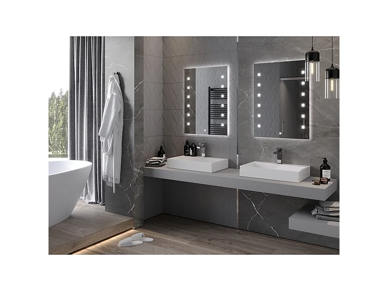 Mexen Ner miroir de salle de bain rétroéclairé 60 x 80 cm, LED 6000K, antibuée - 9809-060-080-611-00