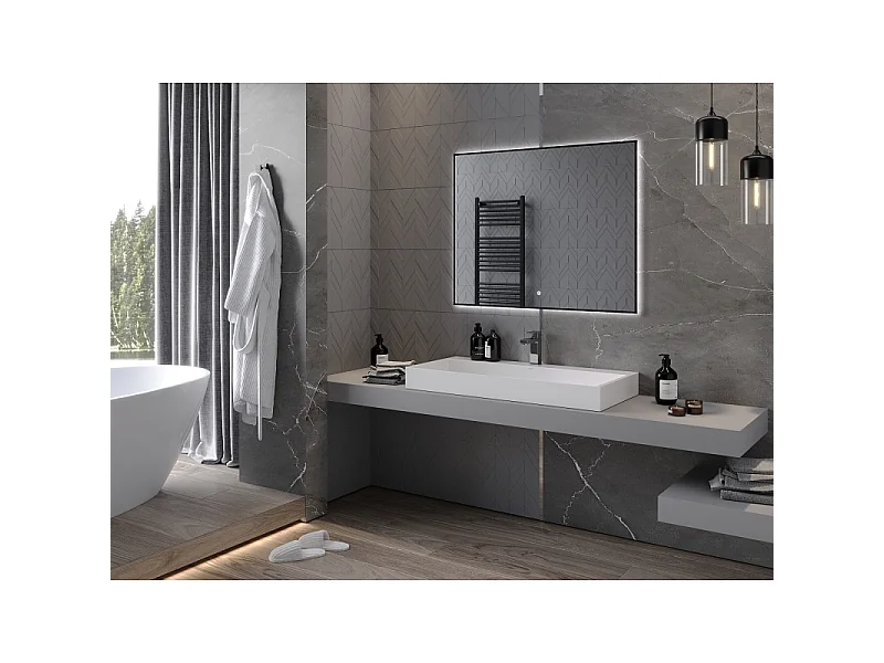 Mexen Erma miroir de salle de bain éclairé 100 x 80 cm, LED 6000K, antibuée, cadre noir - 9814-100-080-611-70