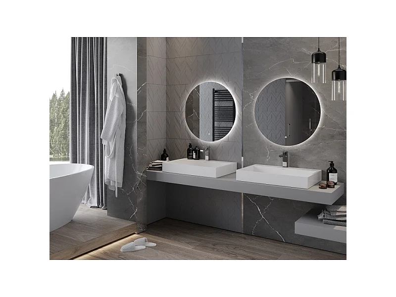 Mexen Erg miroir de salle de bain éclairé, rond 70 cm, LED 6000K, antibuée - 9823-070-070-611-00