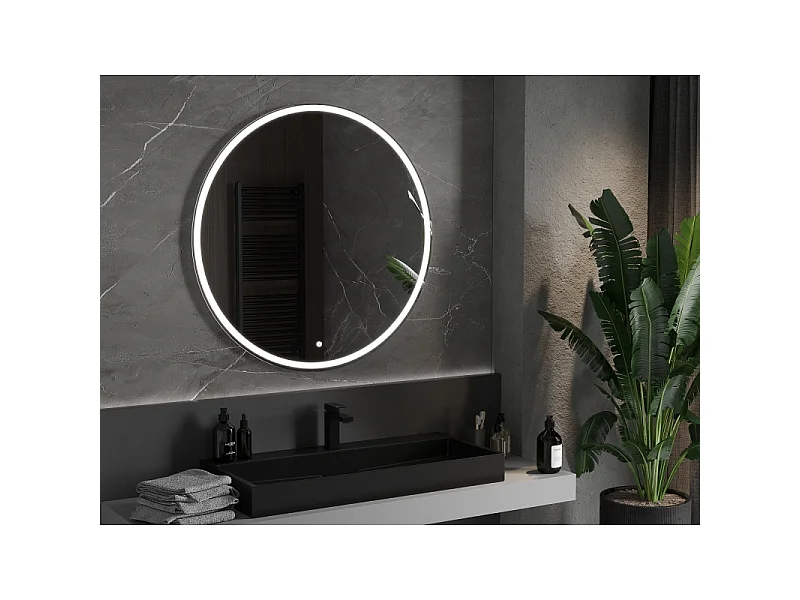 Mexen Gobi miroir de salle de bain éclairé, rond 100 cm, LED 6000K, anti-buée - 9801-100-100-611-00