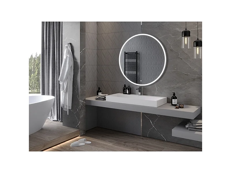 Mexen Gobi miroir de salle de bain éclairé, rond 100 cm, LED 6000K, anti-buée - 9801-100-100-611-00
