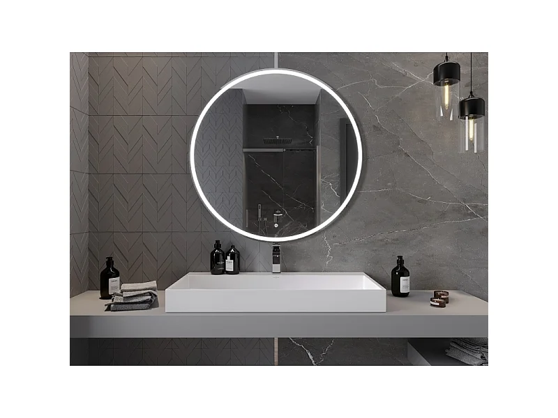 Mexen Gobi miroir de salle de bain éclairé, rond 100 cm, LED 6000K, anti-buée - 9801-100-100-611-00