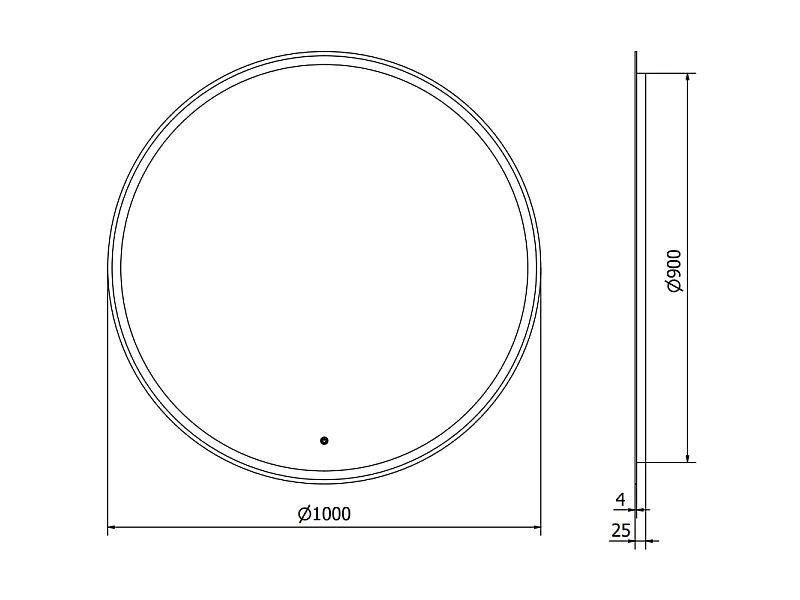 Mexen Gobi miroir de salle de bain éclairé, rond 100 cm, LED 6000K, anti-buée - 9801-100-100-611-00