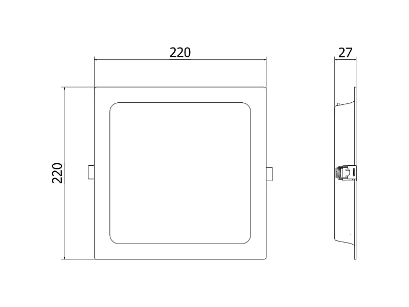 Mexen LDRR panel sufitowy downlight LED wpuszczany 22 x 22 cm, 18W, Zimna - 6500K, 1440 lm, czarny - L211-022-1865-70