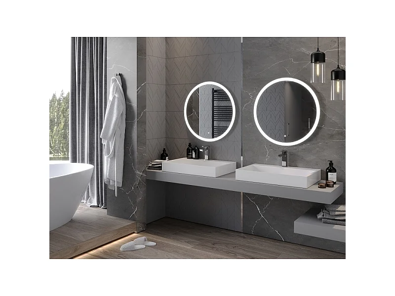 Mexen Oro lustro łazienkowe podświetlane, okragłe 70 cm, LED 6000K, antypara - 9824-070-070-611-00