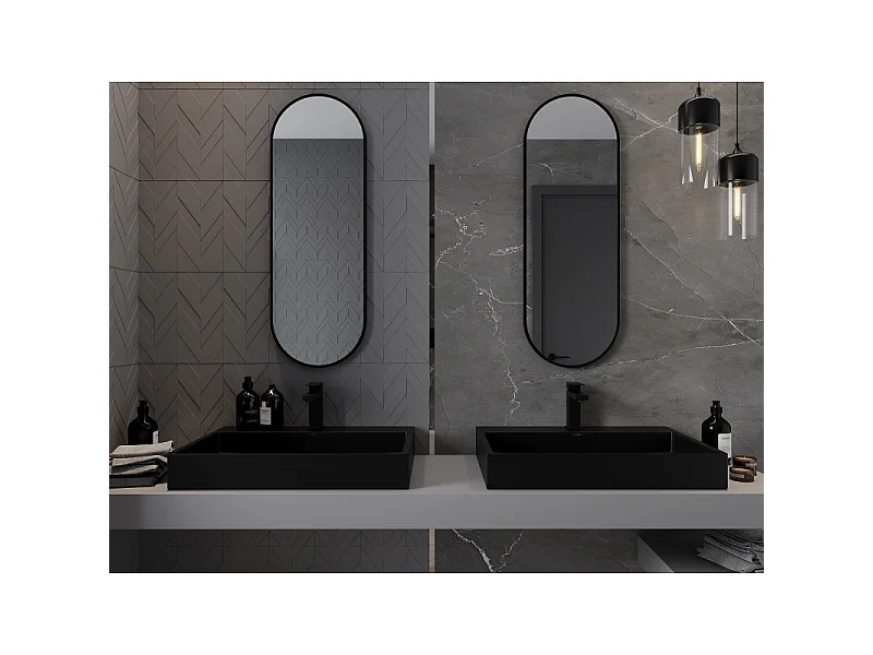 Mexen Loft bathroom oval mirror 100 x 35 cm, black frame - 9851-100-035-000-70