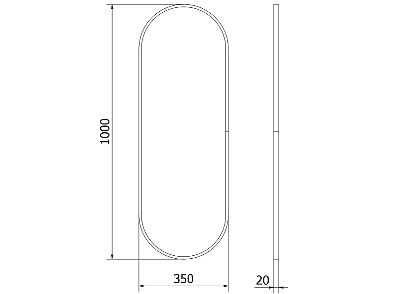 Mexen Loft bathroom oval mirror 100 x 35 cm, black frame - 9851-100-035-000-70