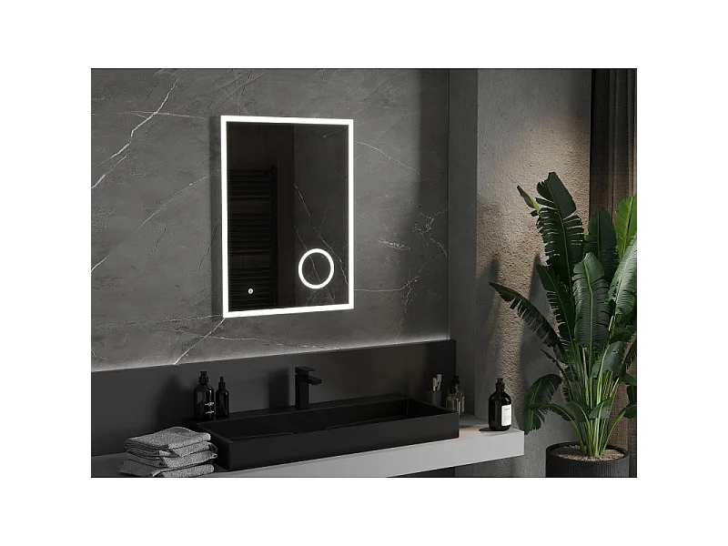 Mexen Kala miroir de salle de bain éclairé avec miroir cosmétique 60 x 80 cm, LED 6000K, anti-buée - 9820-060-080-611-00