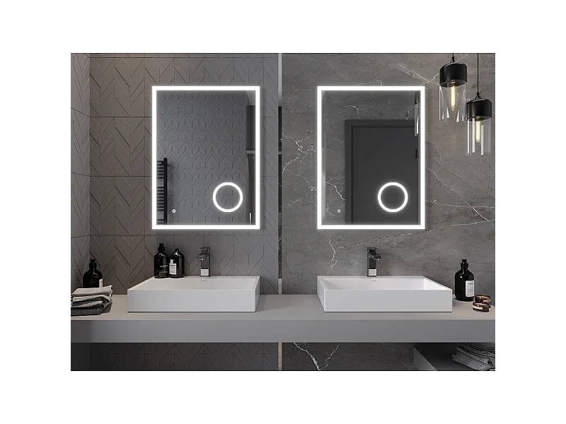 Mexen Kala miroir de salle de bain éclairé avec miroir cosmétique 60 x 80 cm, LED 6000K, anti-buée - 9820-060-080-611-00