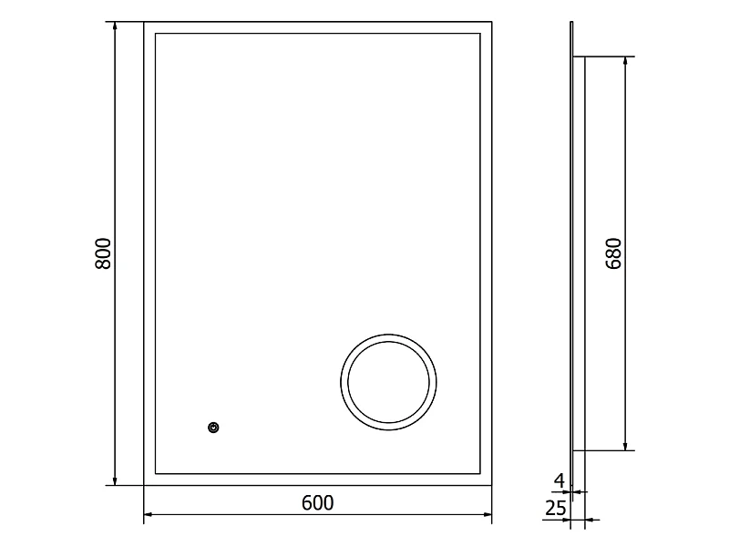 Mexen Kala miroir de salle de bain éclairé avec miroir cosmétique 60 x 80 cm, LED 6000K, anti-buée - 9820-060-080-611-00