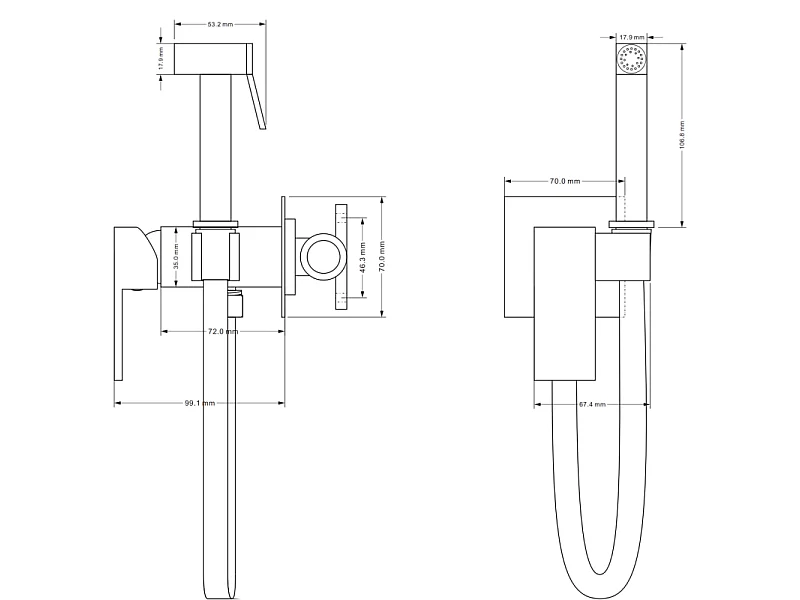 Mexen Cube recessed bidet tap with point set, chrome - 7599150-00