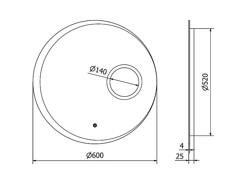 Mexen Ella miroir de salle de bain éclairé avec miroir cosmétique, rond 60 cm, LED 6000K, anti-buée - 9811-060-060-611-00